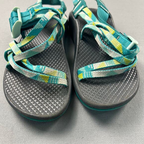 Chaco Kids Sandals Z/1 Ecotread Shoe Teal Blue Green Youth 13 Adjustable Strap - Picture 4 of 7